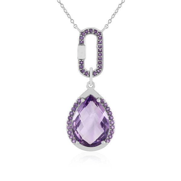 Cavill Lavendel Amethyst Collier 925 Sterlingsilber Platiniert 9,51Ct Tropfen-image