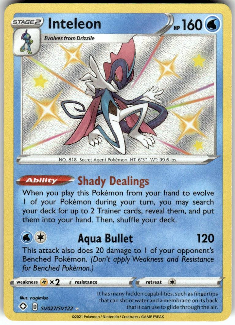 Inteleon SV027/SV122 Shiny Rare Shining Fates Shiny Vault Pokemon Holo Near Mint