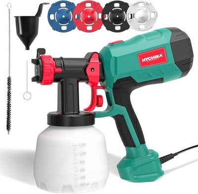 HYCHIKA 600W Farbspritzgerät, 1200 ml Behälter HVLP Spritzpistole, 4 Düsen, 3 Modi