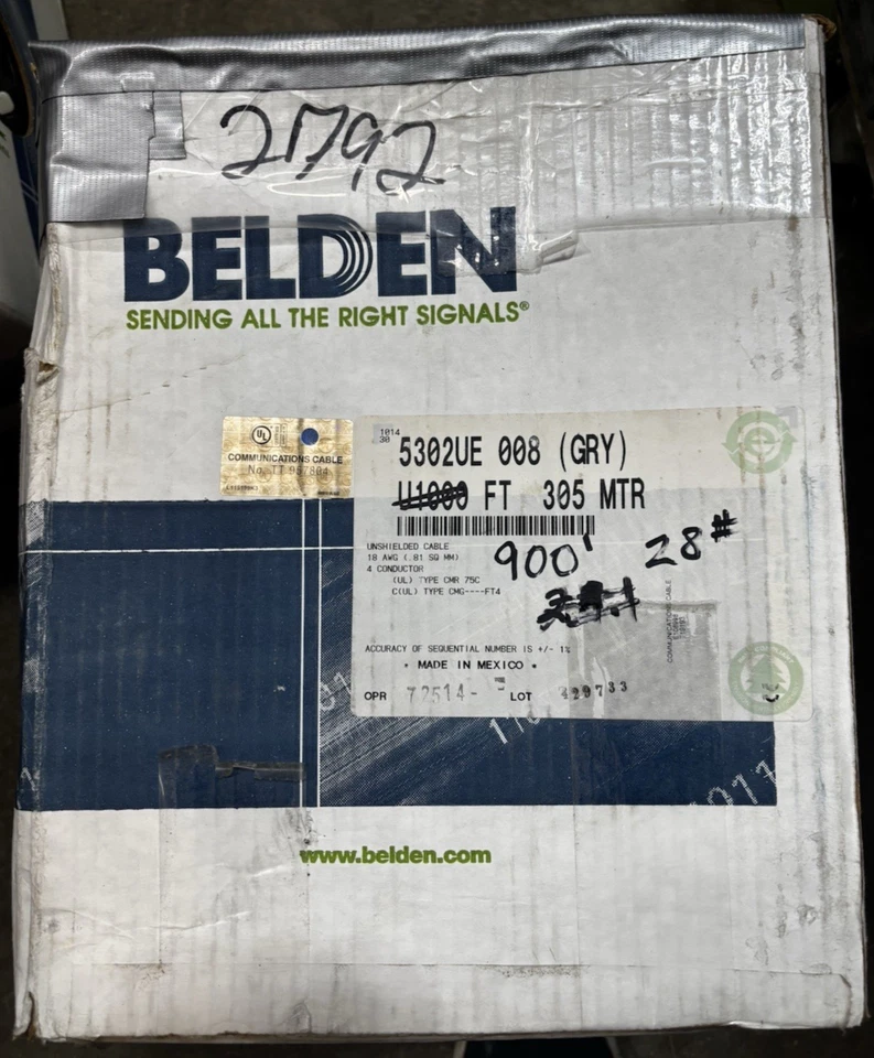 Cable elevador multiconductor de seguridad y sonido Belden 5302UE CMR 4C, 18 AWG 900 pies Foto 2 de 4