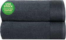 2 Pack Oversized Bath Towels 28X55 Inches 100 Cotton Quick Dry Charcoal Grey
