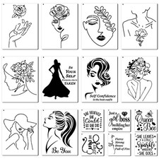 Zonon 16 Pieces Women Theme Stencils Canvas Painting Floral Female...