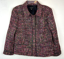 Talbots Tweed Lady Jacket Womens 10 Textured Blazer Front Pockets Buttons Preppy