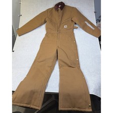 Carhartt X01 BRN Quilt Lined Duck Coveralls Mens 34 Regular Brown Insulated NWT