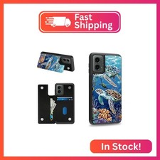Dikoer Sea Turtle Wallet Case for Moto G Power 5G 2024 6.7" Credit Card Holder S