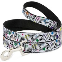 Dog Leash 6-FEET Music Notes Stars White/Black/Multi Color Narrow 0. (Us Import)