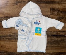 NWT Spasilk Baby Hooded Terry Bathrobe  Booties 100 Cotton 0-9Months