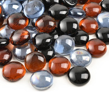 1 lb Flat Glass Marbles 100 PCS, Mixed Color Black Amber Gray Pebbles for Vase F