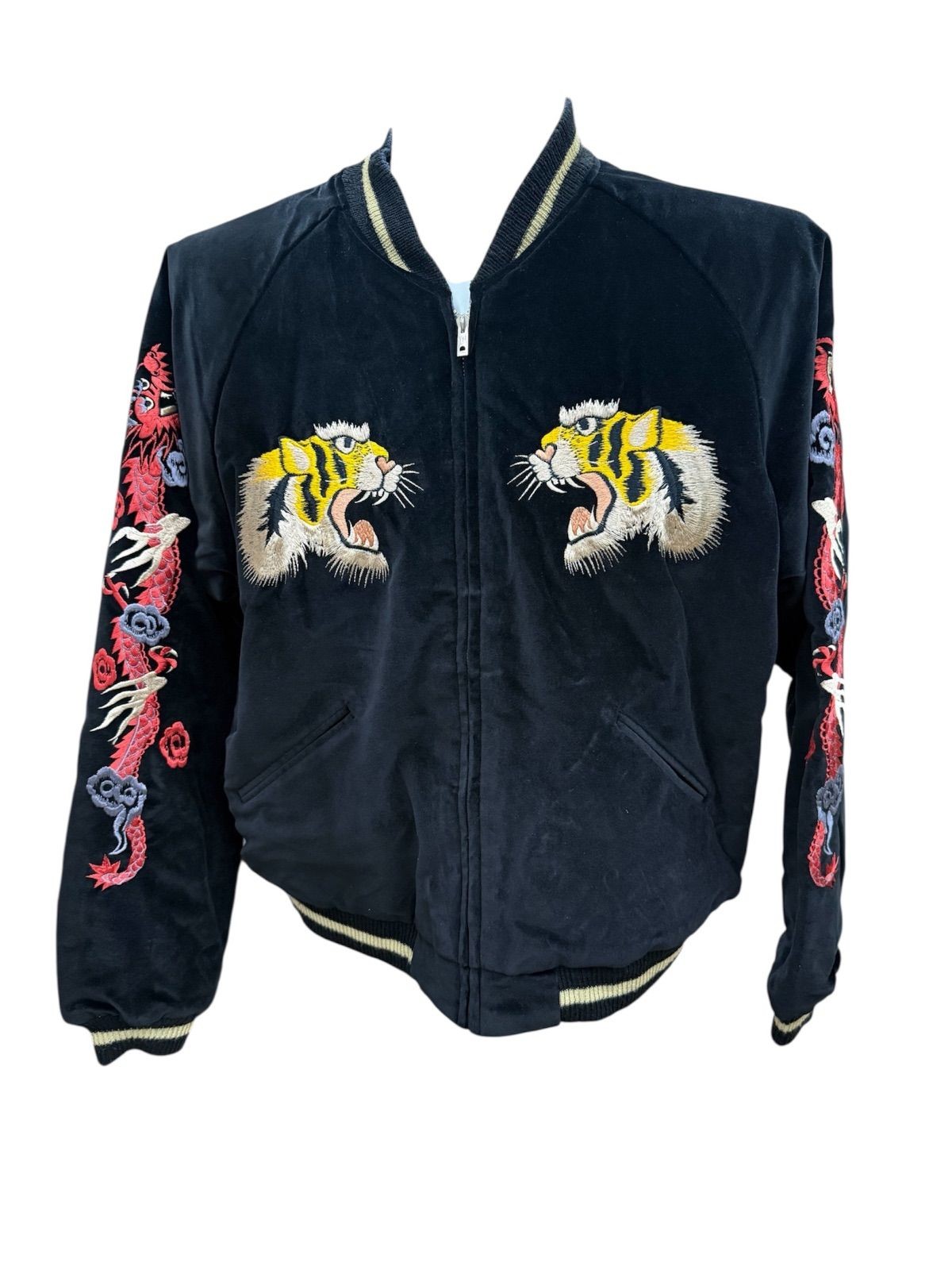 TAILOR TOYO Reversible Sukajan Tiger Face x Castle Velveteen L Size Men's