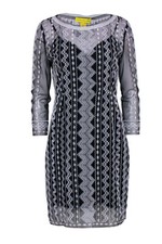 Catherine Malandrino Black Embroidered Sheer Dress 3/4 Sleeve Sheath Bodycon 8