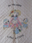 VTG HANDMADE EMBROIDERED 3 LITTLE KITTENS NURSERY RHYME BABY CRIB BLANKET QUILT — photo 5