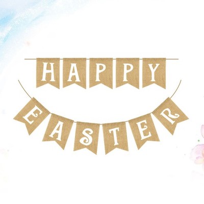  Easter Party Flag White Letter Druck Banner Einfache Leinen Bunting Party