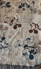 Disney Mickey Mouse Blanket 45x60 Biege Throw Woven Tapestry Monogram Multicolor