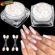Wei&szlig;es Nagelpuder Chrom Effekt f&uuml;r N&auml;gel DIY, transparent, schimmernd