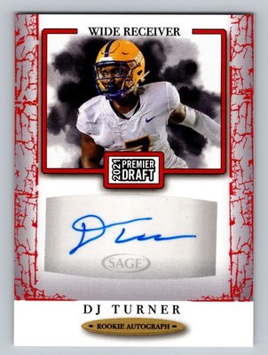 DJ Turner 2021 SAGE Premier Draft Rookie Auto Red #A21 Pitt Panthers