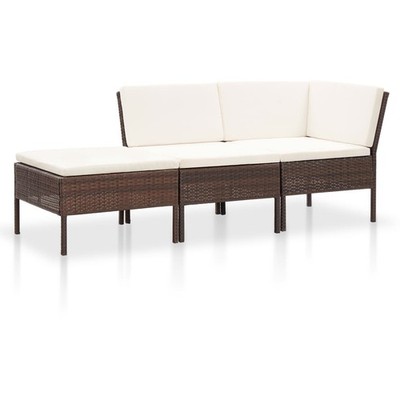 Patio Furniture Set 3 Piece Outdoor Sofa Set with Footrest Poly Rattan vidaXL