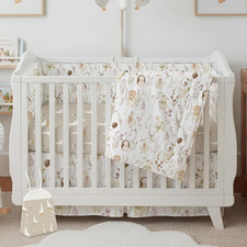 4 Pieces Crib Bedding Set for Girls and Boys, Soft Baby Bedding Set Including Cr