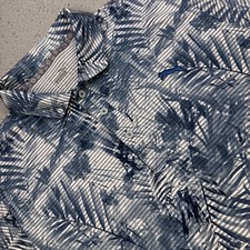 Puma Golf Polo Shirt Mens Medium Blue Palm Leaf Tropical Performance 595109-02