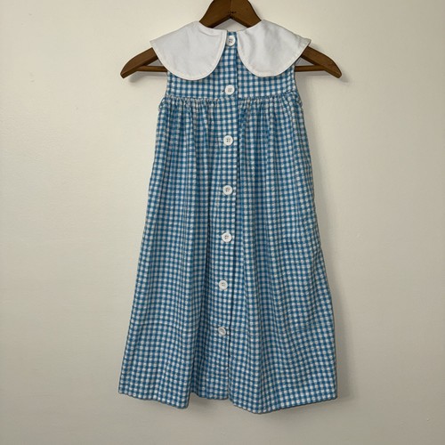 Vintage Fast Friends Gingham Dress Embroidered Collar Easter Dress Blue Sz 6 - Imagen 3 de 6
