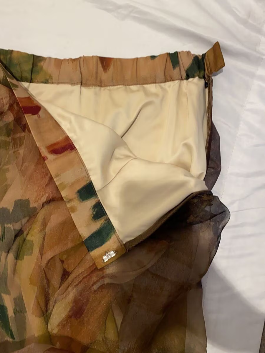 AMERI Long Skirt, Size M, Beige Polyester, All-Ov… - image 3