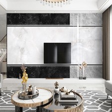 Modern Grey Marble Geometric Jazz White Luxury Wall Panel Living Room 7210
