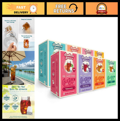 Cold Brew Sweet Tea Variety Pack - Iced Black Tea, Zero Carbs & Sugar, 20 Bags x