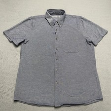 Abercrombie  Fitch Shirt Mens Medium Blue Knit Short Sleeve Button Up Stretch