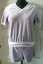 1970's Purple Terry Shorts  V-Neck Top Set 2 Piece Girl's S