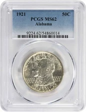 Alabama Commemorative Silver Half Dollar 1921 MS62 PCGS