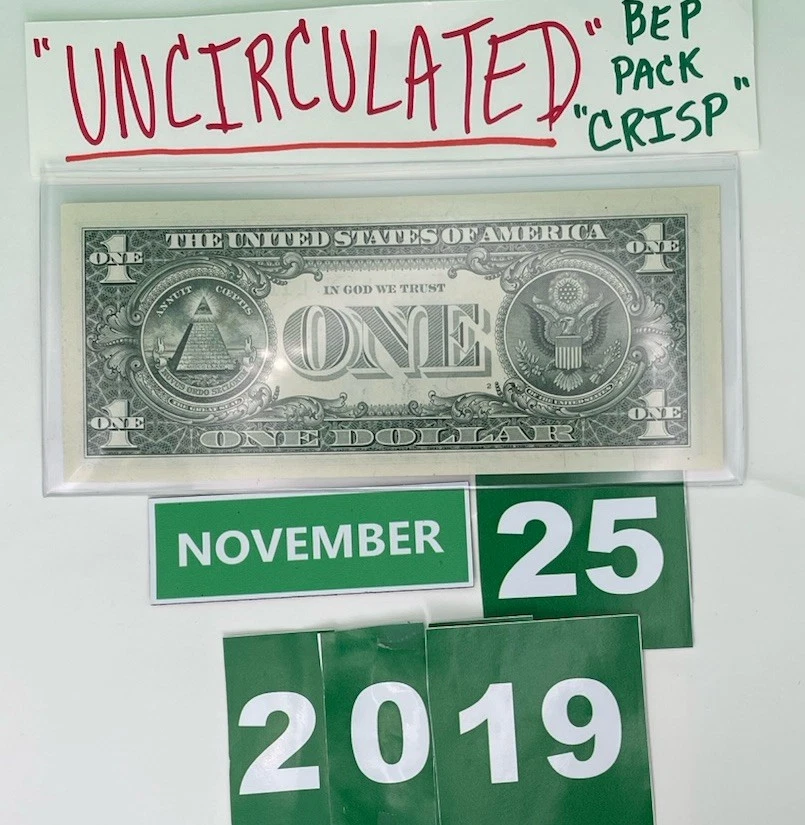 November 25 2019 BIRTHDAY 🎂 NOTE UNCIRCULATED GEMS 💎 Sealed BEP Bricks 🧱 $1 - Image 4 of 4