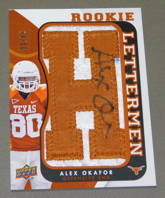 Alex Okafor 2013 UD Lettermen Patch Auto Autogramm Texas Longhorns # 24/50