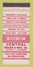 Matchbook Cover - Central Boiler Manufacturing Detroit MI 30 Stick