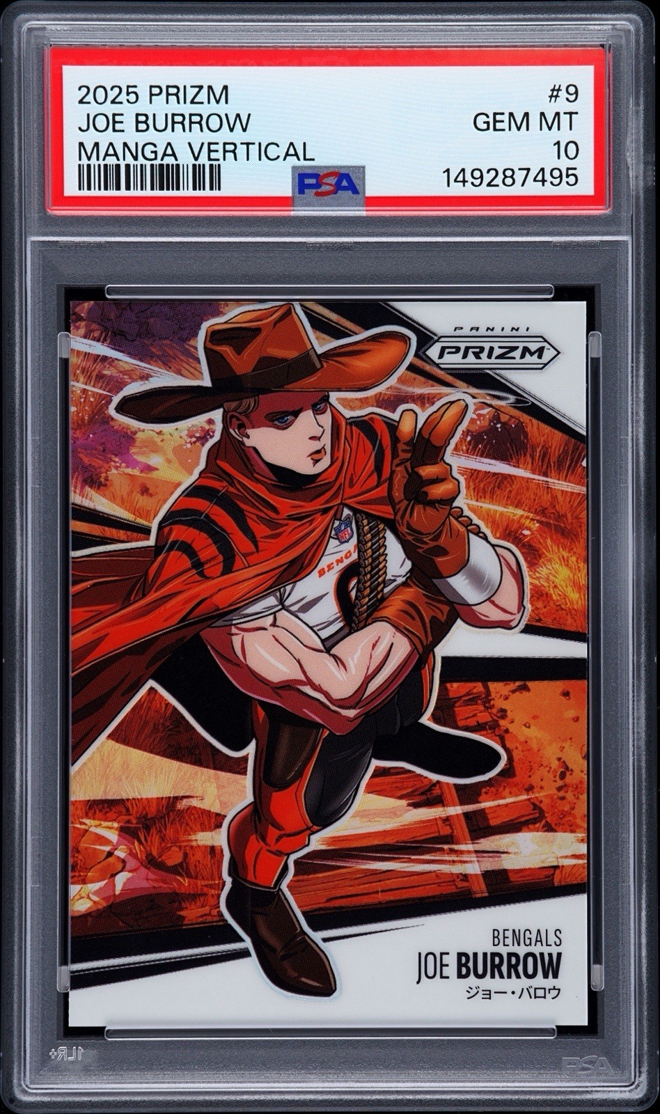 2025 Panini Prizm Manga Vertical Joe Burrow #9 💎PSA 10 GEM MINT💎 Case Hit SSP