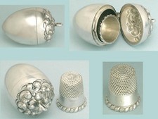 Antique Sterling Silver Chatelaine Case w/ Thimble * American * Circa 1890s