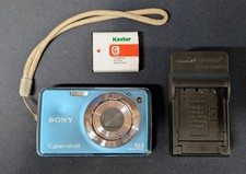 SONY Cyber-Shot DSC-W220 Digital Camera 12.1 MP 4x Zoom Blue - Tested NO CARD
