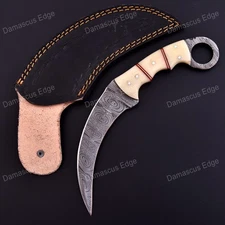 Handmade Damascus Steel Hunting/Camping Sharp karambit Knife with Sheath