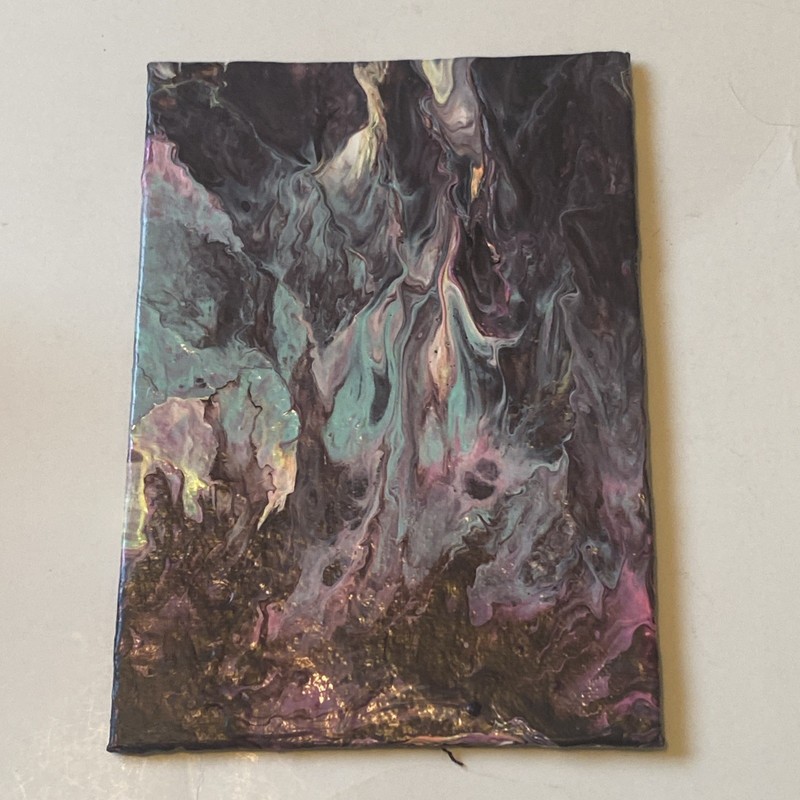 Small Original Art For Sale By Artist purple black blue pink abstract fluid 