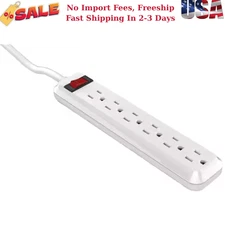4 ft. 6-Outlet Power Strip with 45 Degree Flat Angle Plug, White (YLPT-90)