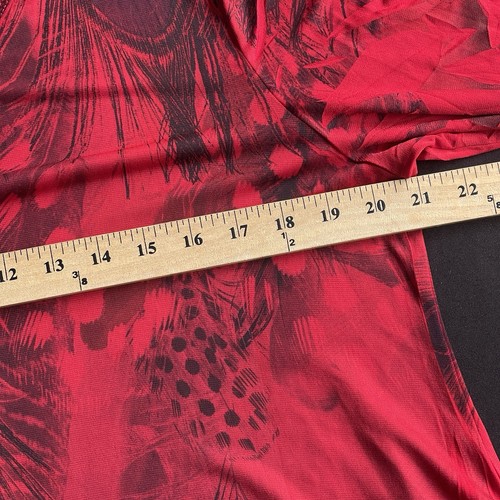 Jostar Peacock Blouse Womens Large Red Black Beaded Sharkbite Hem 3/4 Sleeve - Picture 10 of 10