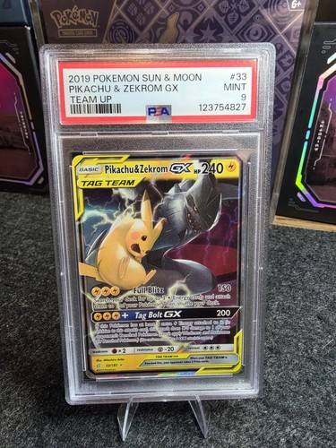Pikachu & Zekrom-GX graded PSA 9 for sale on eBay