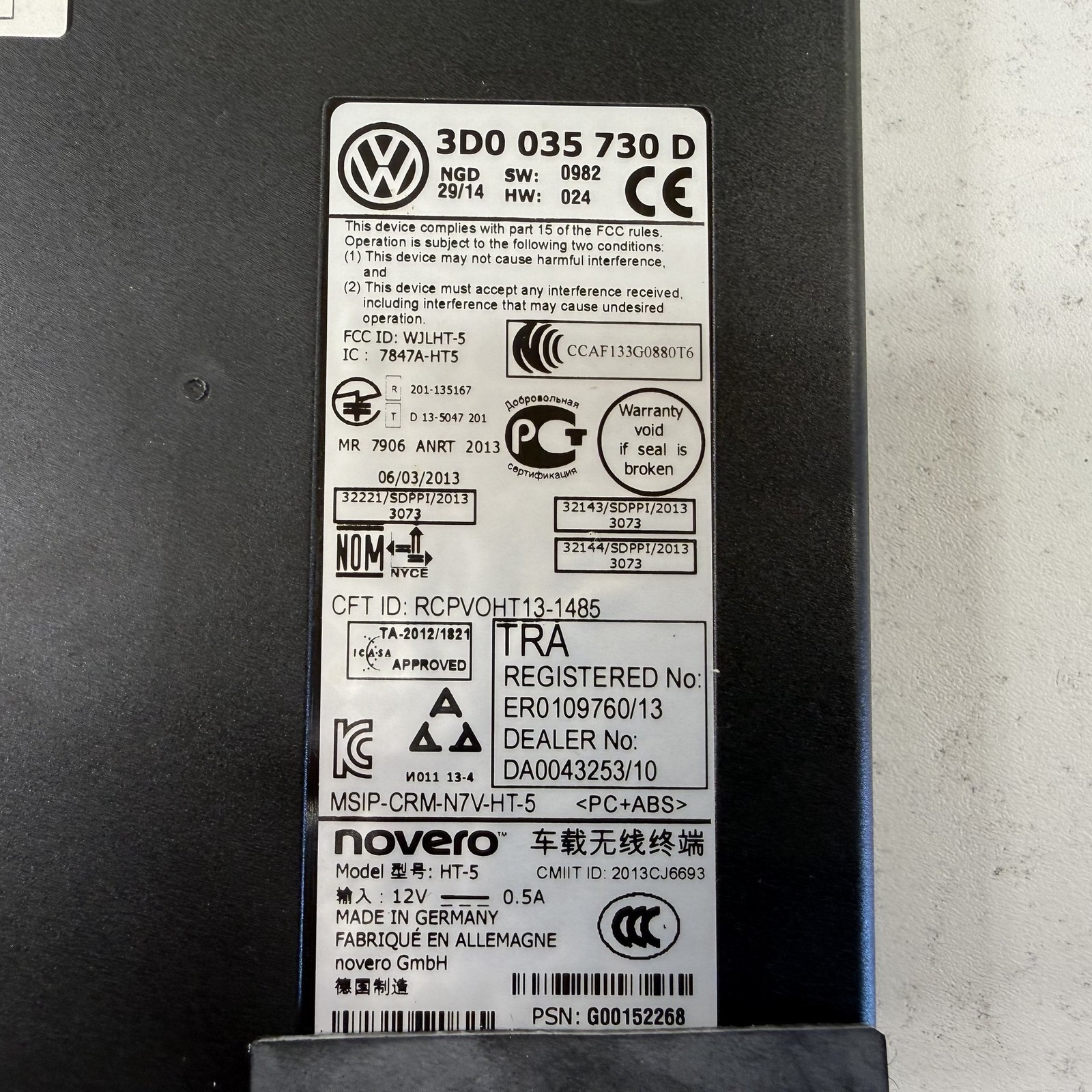 Bentley Flying Spur 2014-2018 Bluetooth module P/N 3D0035730D