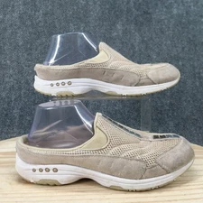 Easy Spirit Shoes Womens 11 W Traveltime Casual Slip On Mule Clogs Beige Suede