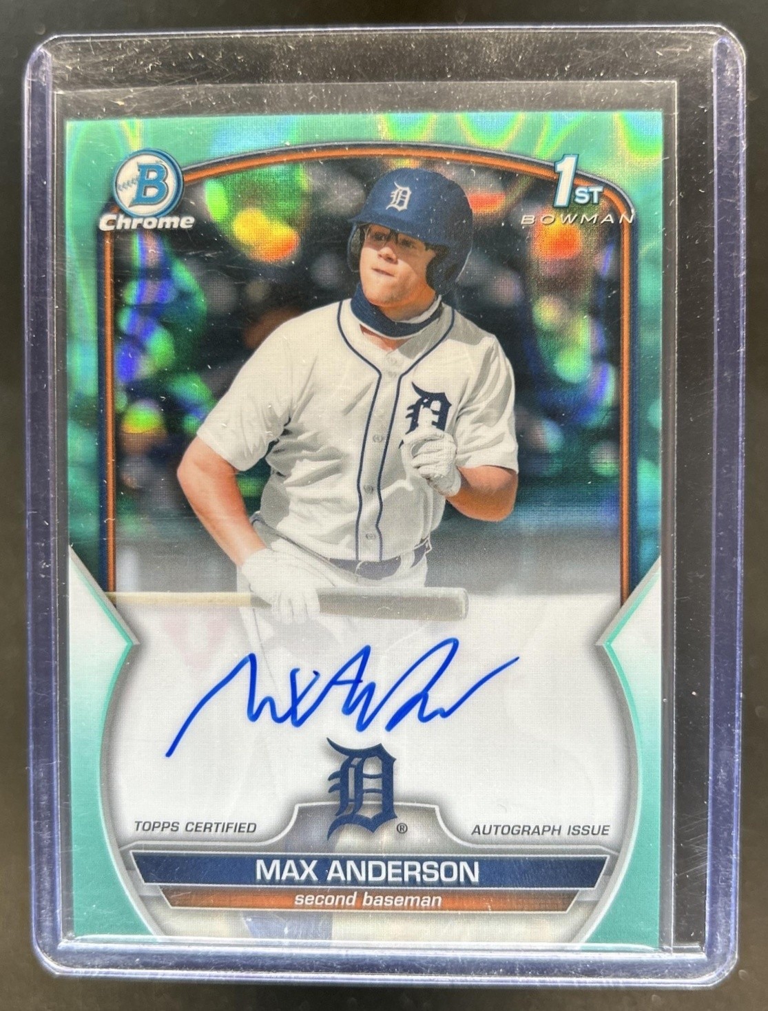 2023 Bowman Draft Max Anderson Chrome Auto Aqua Lava Refractor 1st #/199 Tigers