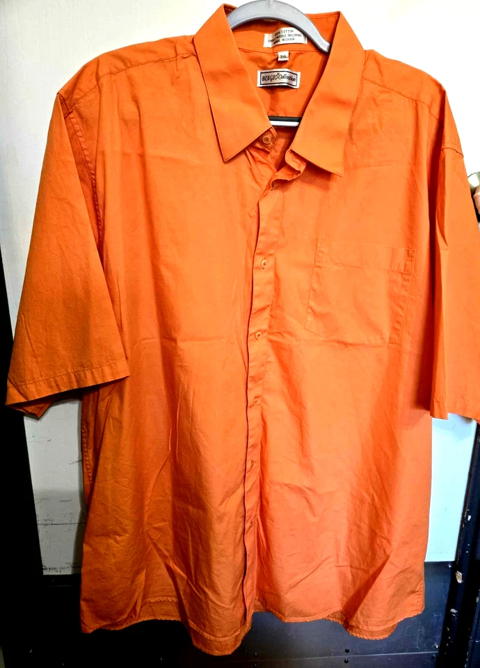 Biagio 100% Cotton Mens Short Sleeve Solid Orange Color Dress Shirt size 3XL 756 - Image 2 of 4