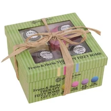 Ginger Lily Farms Fruits & Herbs Therapy Fizzy Bath Bomb Gift Set, 4 Ct, 3 Oz ea
