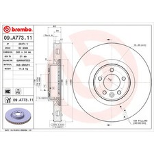BREMBO 09.A773.11 Brake Disc Front Fits Land Rover Range Rover Range Rover Sport