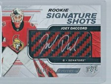 2018-19 UD Engrained Rookie Signature Shots RED AUTO Joey Daccord RSS-JD 21/99