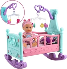 Deluxe Baby Doll Play Set with Crib, Mobile, Highchair & Feeding Accessories