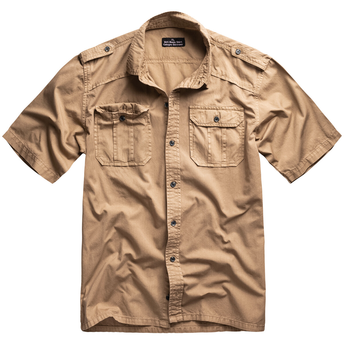 Surplus Básico Camisa Manga corta Hombres Casual Trabajo Ejército Exterior Beige