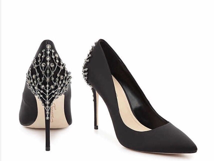 $199+ Imagine Vince Camuto Black Embellished Satin Pumps Heels Sz
